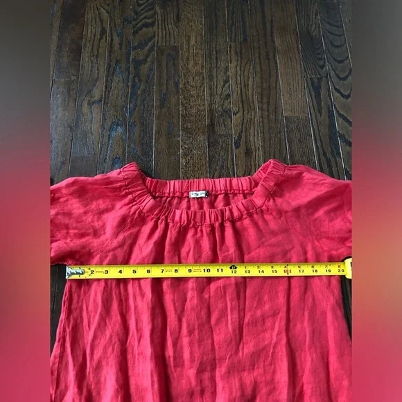 Lungo L’Arno Women’s M 100% Linen Boat Neck Short-Sleeve Coral Pink Dress - VGUC - Picture 6 of 10